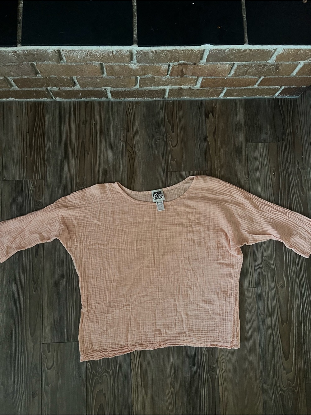 Prairie Underground Light Peach Gauze Boatneck Top 100% cotton
